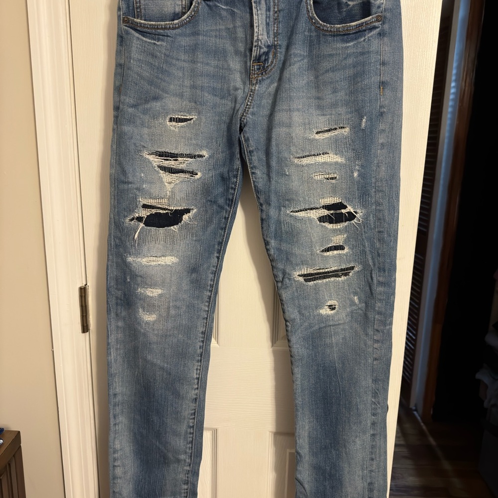 American Eagle Blue Skinny Distressed Jeans